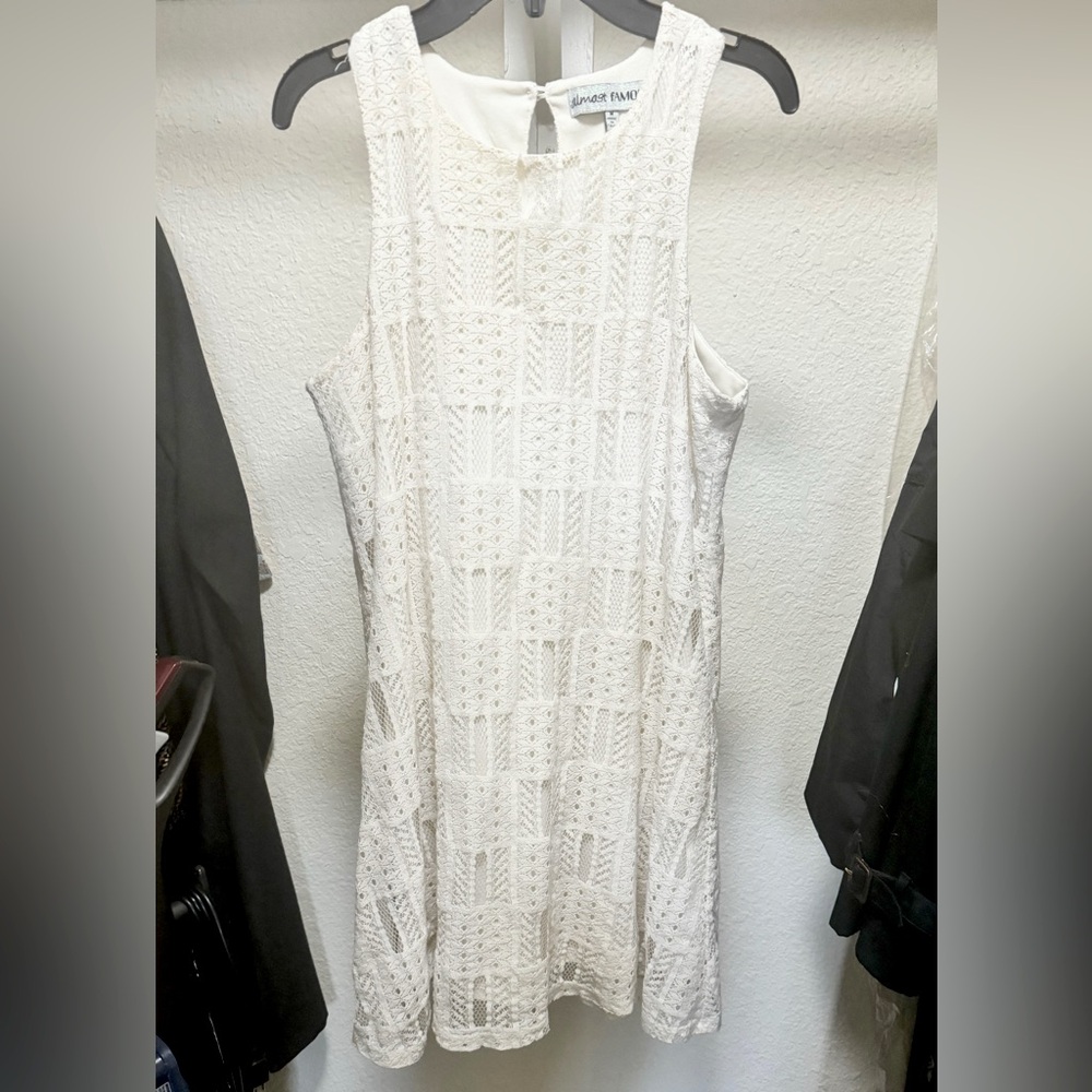 White knit-pattern summer dress